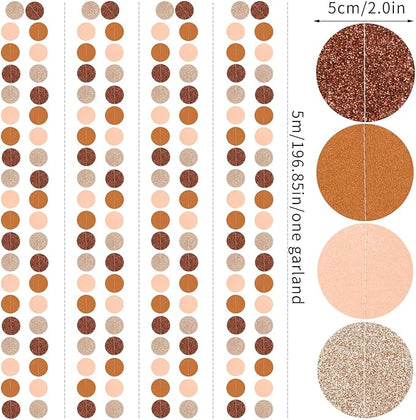 Boho Brown Rose-Gold Party-Decorations Streamers-Garland - 52ft Fall Birthday Hanging Paper Banner,Autumn Baby Bridal Showe Neutral Burgundy Wedding Bachelorette Decor Hugfond
