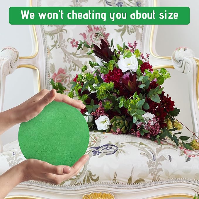 Max Shape 6Pcs Floral Foam Round Blocks, Large Wet and Dry Green Foam for Artificial and Fresh Flower Arrangement,Flower Foam Blocks for Wedding Party Decorations (4.7 Inch)