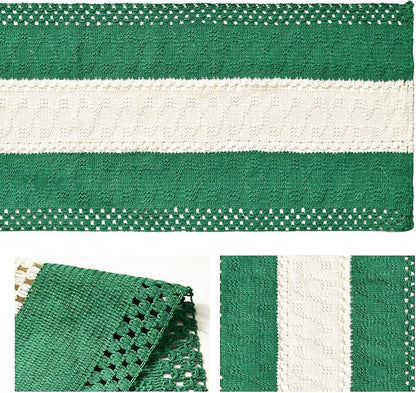Artoid Mode Dark Green Farmhouse Rustic Table Runner, Seasonal Hollow Kitchen Dining Table Decoration for Home Party Decor 12x120 Inch