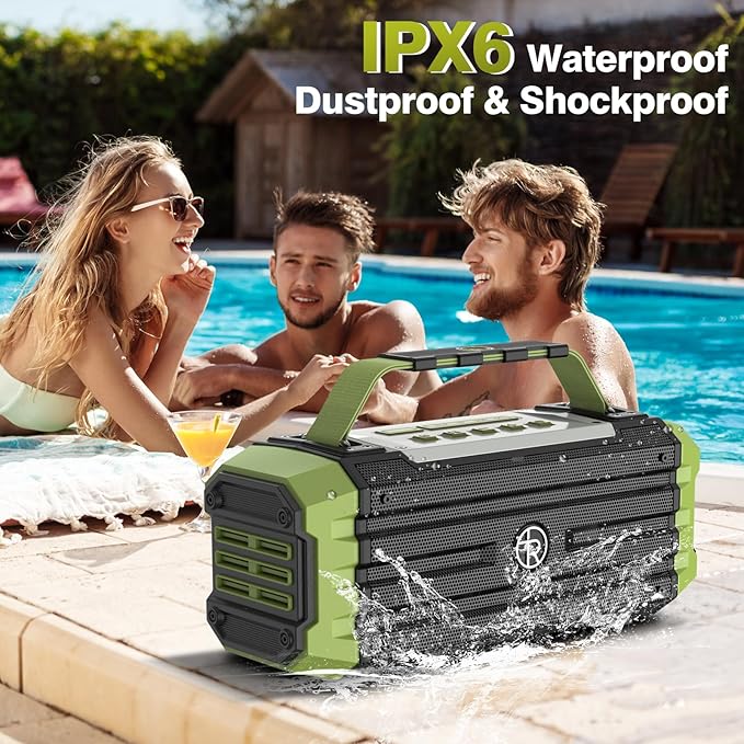 Portable Bluetooth Speaker 120W Peak 80W Wireless Speakers, TWS Pairing, Deep Bass, Hi-Fi Loud Speaker, IPX6 Waterproof, DSP Sound Boombox for Outdoor, Camping, Party, Beach