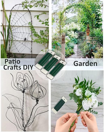 Green Floral Wire 3 Pack 117 Yards 22 Gauge Flexible Paddle Wire for Crafts Christmas Wreaths Tree,Garland and Floral Arrangements