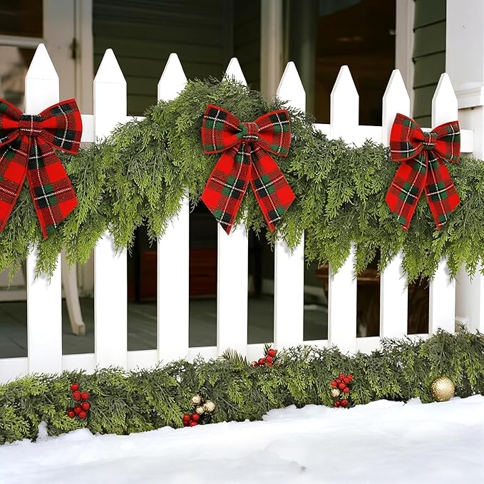 Real Touch Cedar Garland - Artificial Christmas Garlands Faux Green Cedar Fake Pine Needles Garland for Fireplace,Table, Stairs, Mantle, Window,Indoor Outdoor,Home,Holiday Decor(2 PCS,5 FT)