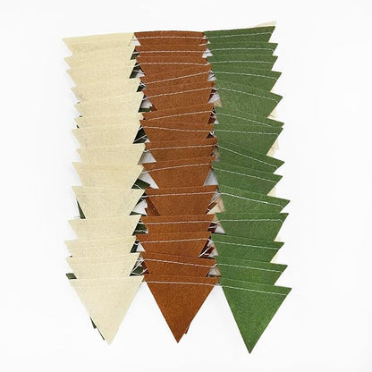 Jungle Party Decoration Sage Green Brown Beige Felt Hanging Triangle Mini Bunting Pennant Banner Flag for Safari Woodland Wild One Two Wild Birthday Wedding Neutral Baby Shower Classroom Nursery Decor