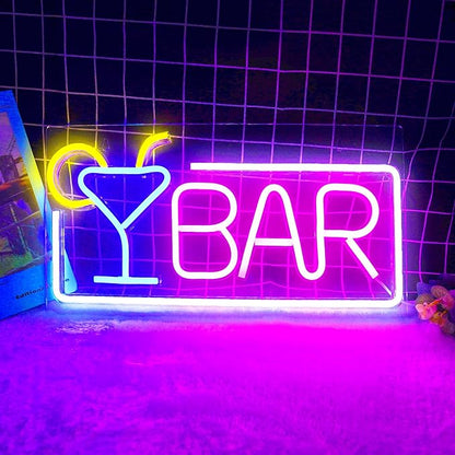 YSMNDE Bar Neon Sign, Bar Signs for Home Sign with Dimmer Switch, USB Powered Bar LED sign For Wall Decor, Perfect for Home, Club, Bistro, Man Cave Party Decorations