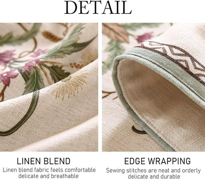 ISAENNE Designer French Country Linen Table Runner 71 Inches Long,Elegant Colorful Floral Pattern Table Runners for Dining Tables,Thanksgiving,Christmas,Kitchen Decor,12"*71"-Serenity F