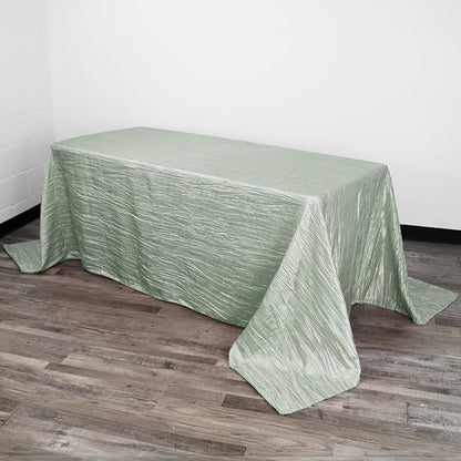 YOUR CHAIR COVERS - 90 x 132 inch Rectangular Crinkle Taffeta Tablecloth - Sage, Rectangle Table Linens for 6 ft Rectangular Tables, Wedding Crushed Table Cloth