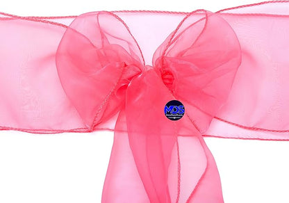 MDS Pack of 300 PCS Organza Chair Sashes Wider Dining Chair Bows Ribbon Tie Back for Wedding Party Birthday Bridal Shower Reception Event Banquet Home Chair Cover Decoration - Coral