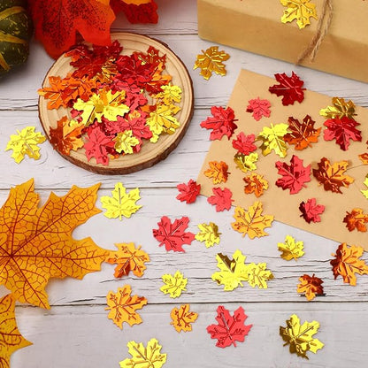 MARFOREVER Fall Glitter Confetti, Thanksgiving Metallic Foil Maple Leaves Fall Party Decorations Scatter Sequins Confetti Sprinkles for Thanksgiving Table Supplies