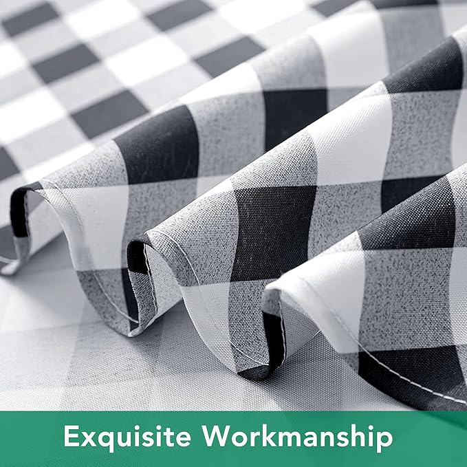Biscaynebay Fabric Round Tablecloths 60", Black/Grey Scottish Plaid Table Cloth Small Circle Folding Table Covers Water Resistant for Dining, Kitchen, Wedding & Parties, etc