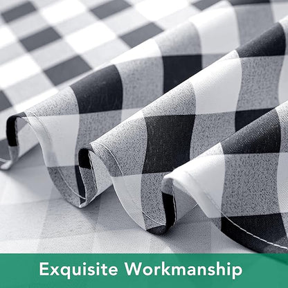 Biscaynebay Fabric Square Tablecloths 54x54 Inch, Black/Grey Scottish Plaid Table Cloth Small Card Folding Table Covers Water Resistant for Dining, Kitchen, Wedding and Parties, etc Machine Washable