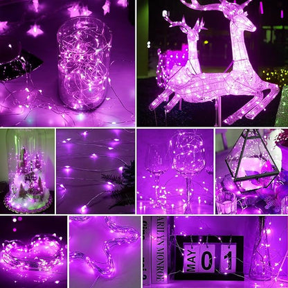pozzolanas 8 Pack Pink Battery Operated String Lights - 7ft Waterproof Fairy Lights with 20 LEDs for Home, Mason Jar, Party, Wedding, Halloween, Christmas Decorations
