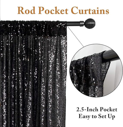 ShinyBeauty Black Sequin-Backdrop-20FTx10FT Sequins Fabric Backdrops for Photoshoot Panel Heavy Duty Background 10FT Glitter Curtain Happy Birthday Drapes