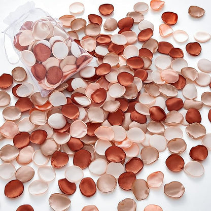 Serwalin 300Pcs Silk Rose Petals Artificial Flower Petals for Weddings Fake Rose Brown Petals Proposal for Wedding Basket Aisle Runner Bridal Shower (4 Color Mixes)