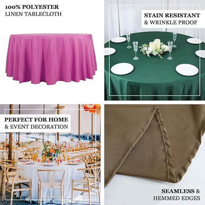 Efavormart Round Tablecloth, 132 Inch Stain & Wrinkle Resistant Washable Table Cloth, Decorative Polyester Fabric Table Cover for Banquet, Wedding, Dining- Beige