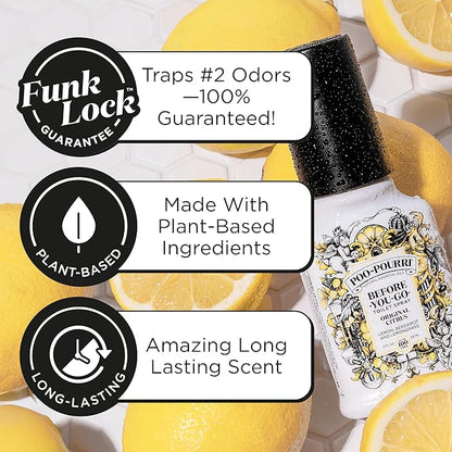 Poo-Pourri Before-You-Go Toilet Spray, Original Citrus, 2 Fl Oz, Up to 100 Uses, Bathroom Odor Deodorizer with Essential Oils for Home or Work, Travel Essentials, TSA Approved Size, Lemon Bergamot
