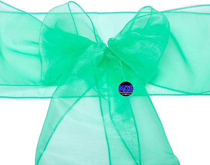 MDS Pack of 25 PCS Organza Chair Sashes Wider Dining Chair Bows Ribbon Tie Back for Wedding Party Birthday Bridal Shower Reception Event Banquet Home Chair Cover Decoration - Mint