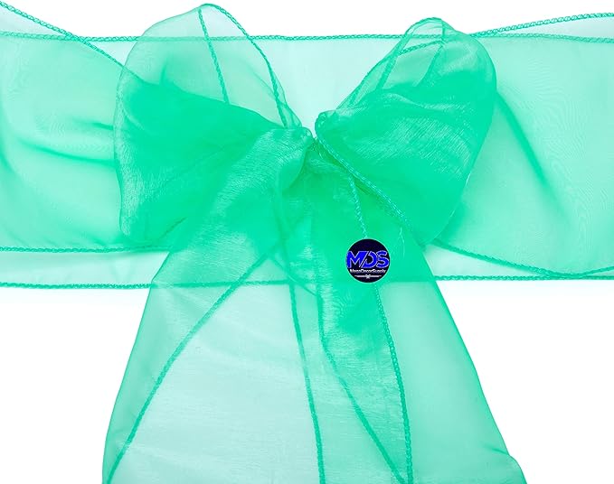 MDS Pack of 150 PCS Organza Chair Sashes Wider Dining Chair Bows Ribbon Tie Back for Wedding Party Birthday Bridal Shower Reception Event Banquet Home Chair Cover Decoration - Mint