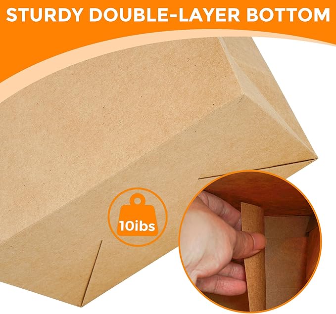 MOXARYSU 12 Pcs Brown Gift Bags with Clear Window: 9.8x5.1x7.1 Inch Medium Kraft Paper Bags with Handle For Party Business Birthday Wedding