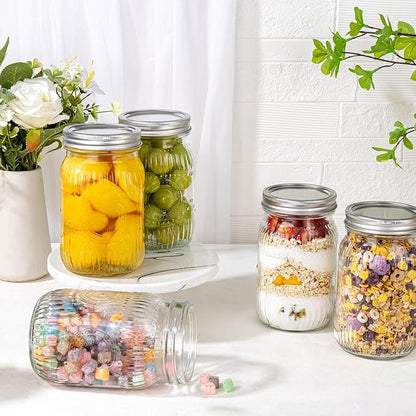 MirthMood 32 OZ Wide Mouth Mason Jars, 4 PACK Glass Mason Jars with airtight Lids, Quart mason jars wide mouth ，Perfect for Canning, Pickling, Preserving, Fermenting, DIY Crafts & Decor