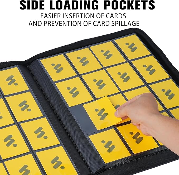 Premium 1000+ Pockets Card Binder,16 Pockets Trading Card Binder Ringless Side Loading Trading Card Album Folder for TCG - Light Green