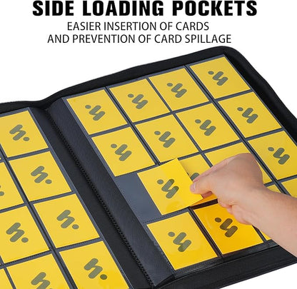 Premium 1000+ Pockets Card Binder,16 Pockets Card Binder Ringless Side Loading Trading Card Album Folder for TCG -Dark Orange