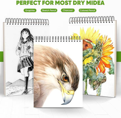 Soucolor Sketchbook 8.5x11 Hard Cover - 100 Sheets Spiral Bound Sketch Pad 8.5" x 11", 68lb/100gsm Thick Drawing Paper 8.5" x 11", Acid-Free Art Notebook for Kids Adults Classroom Teacher Must Have