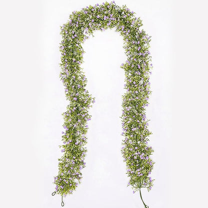 Artificial Baby Breath Flower Vines, Babys Breath Artificial Flowers Real Touch Faux Gypsophila Hanging Fake Baby's Breath Garlands for Wedding and Baby Shower Decor 2Pcs 5.8ft（Purple）