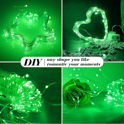 ZGWJ 24 Pack Fairy Lights Battery Operated, 7ft 20 Mini LED Fairy String Lights Silver Wire 3 Modes for DIY, Parties, Wedding, Bedroom, Halloween Christmas Decoration Green