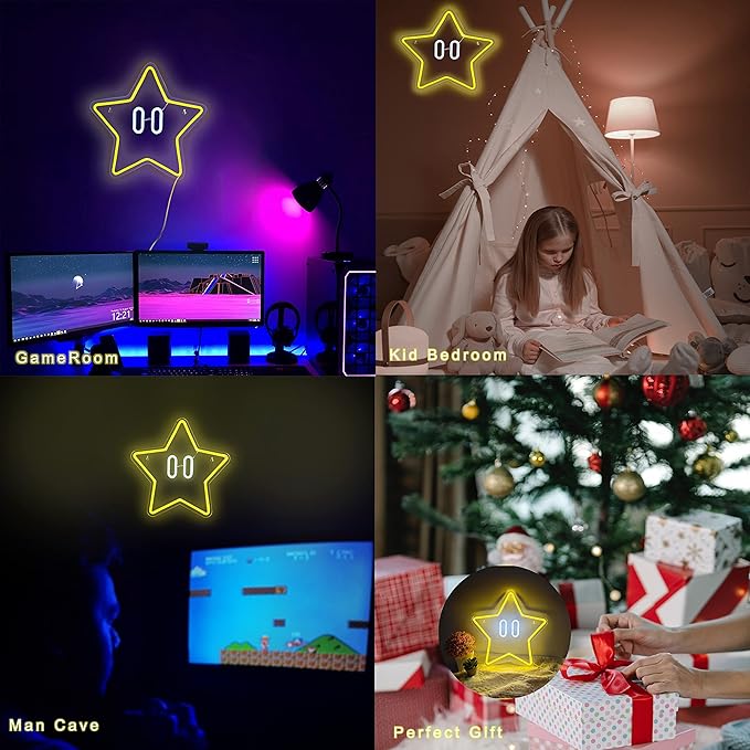 Star Neon Sign, Gaming Neon Sign for Game Room Decor, Man Cave, Kids Room,Super Star Gaming Wall Decor Gamer Gifts for Boys, Kids
