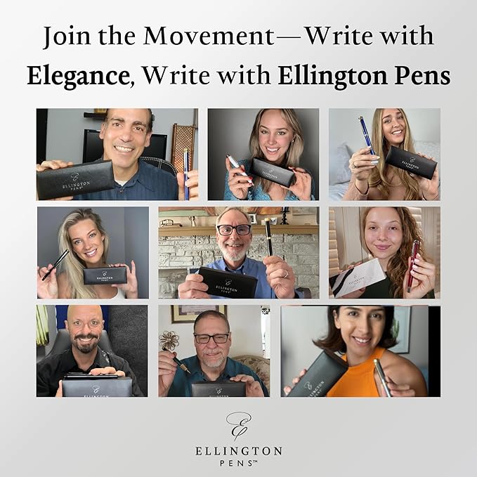 Ellington Pen Luxury Fountain Pen Set - Fountain Pens For Writing - Smooth Medium Nib - Includes Refillable Ink Converter, 3 Ink Cartridges, Gift Box - Calligraphy, Journaling, Sketching (The Stealth)
