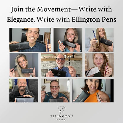 Ellington Pens Luxury Fountain Pen Set- Fountain Pens for Writing - Smooth Extra Fine Nib - Includes Refillable Ink Converter, 3 Ink Cartridges [Black & Blue], Gift Box - Elegant Calligraphy