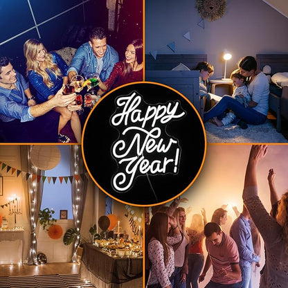 Happy New Year Neon Sign Led Spring Festival Neon Lights for Wall Decor Usb New Year Party Light Up Signs for Home Bedroom Christmas Business Decorations Gifts for Friends