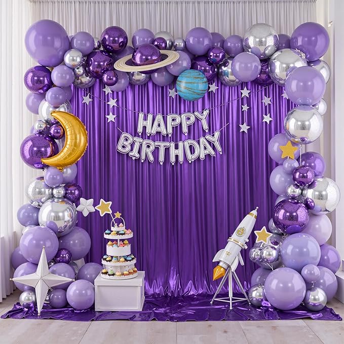gogoparti 10x10FT Purple Sequin Backdrop Curtain - 2 Panels of 5x10FT Wrinkle-Free Glitter Drapes for Photography, Birthdays, Weddings & Graduations