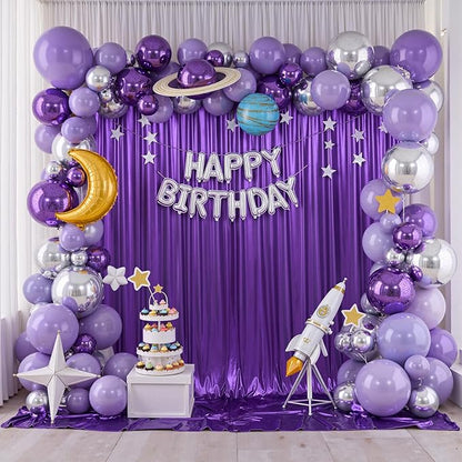 gogoparti 20x10FT Purple Sequin Backdrop Curtain - 4 Panels of 5x10FT Wrinkle-Free Glitter Drapes for Photography, Birthdays, Weddings & Graduations