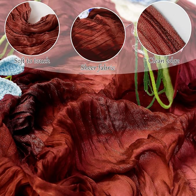 Cheesecloth Table Runner 10FT (35x120 Inch) - 6 Pack Terracotta Boho Gauze Fabric Cheese Cloth Table Runner Rustic Sheer Table Runners Cheesecloth for Wedding, Bridal Shower, Birthday Party Decor