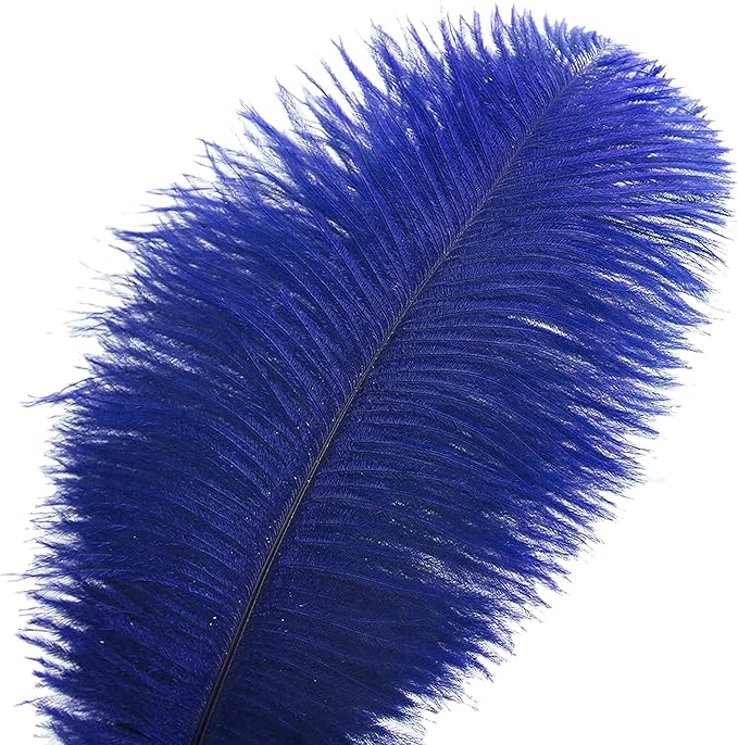 Ballinger Royal Blue Ostrich Feathers - 24Pcs 8-10inch Craft Feathers for Party Centerpieces, Flower Arrangement and Home Decor