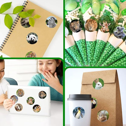 480 Counts Cute Jungle Zoo Wild Animal Stickers 1.5 Round Adhesive Labels Stickers for Baby Shower Wild One Birthday Party Favors Goodie Gift Bag Invitation Envelope Sealing Birthday Card Wrap Decor