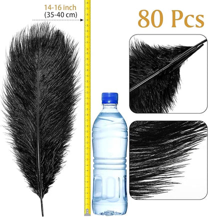 80 Pcs Large Natural Ostrich Feathers Plumes 14-16 Inch Bulk for DIY Crafts Wedding Party Centerpiece Vase