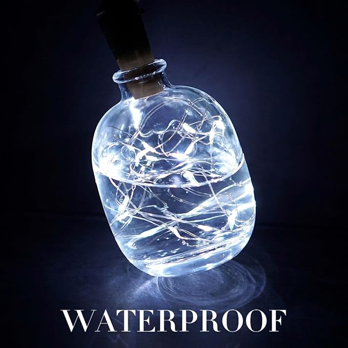 Wine Bottle Lights 20 LEDs Cork Lights Waterproof Battery (Included) Operated Fairy Mini String Lights for DIY Jar Indoor Bedroom Party Wedding Christmas Decor Pack of 4(Cool White)
