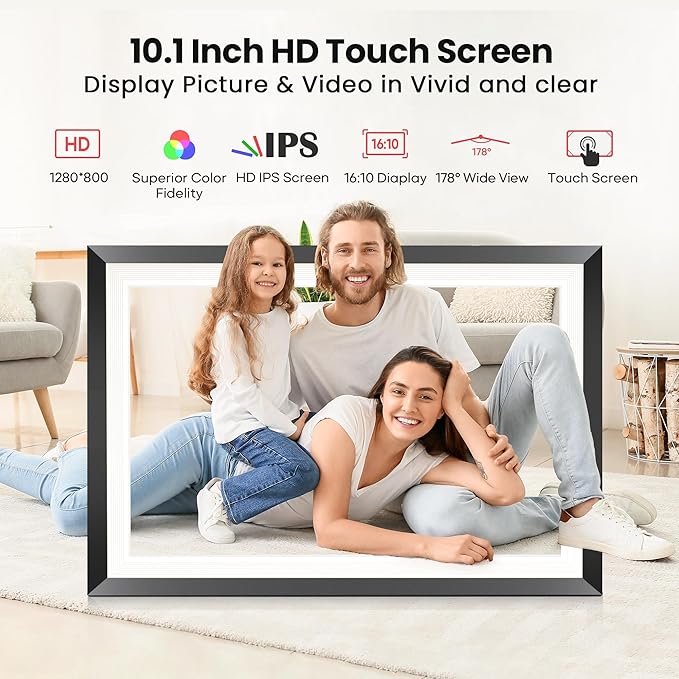 RCA 10.1" WiFi Digital Picture Frame, Electronic Photo Frames 32GB Storage, HD IPS Touch Screen WiFi Frame/Auto Rotate/Wall Mounted, Easy Setup in Uhale App to Share Photo/Video Anytime | (4Pack)