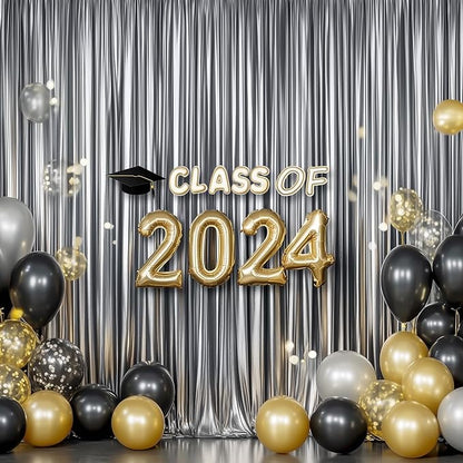 Outpain Thick 20 ft x 10 ft Black Silver Sequin Backdrop Curtain for Parties, Wrinkle Free Glitter Photo Backdrop Drapes 4 Panels 5x10ft Black Silver Back Drop Cloth for Wedding Photography Background