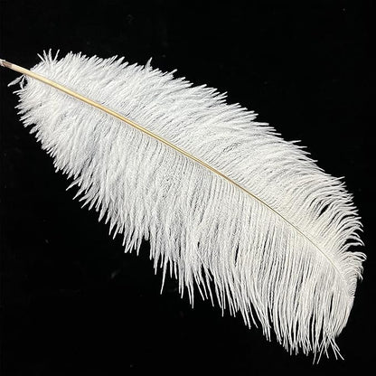 Happy Feather 16-18 inch White Ostrich Feathers Craft for Wedding Party Centerpieces Home Decoration DIY Craft Pack of 10