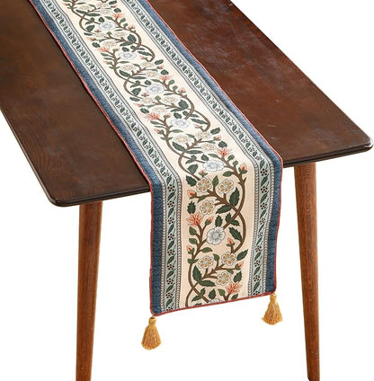 ISAENNE Designer Vintage Elegant Linen Table Runner 71 Inches Long,Colorful Flower Pattern Soft Table Runners for Dining Tables,Thanksgiving,Kitchen Tables,Christmas,12"*71"-Naples C