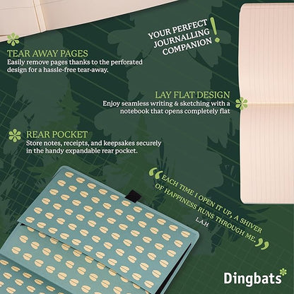 Dingbats* Wildlife Dotted Writing Journal Notebook A5 - Vegan Leather Softcover - Ideal for Work, Travel - Pocket, Elastic Closure, & Bookmark