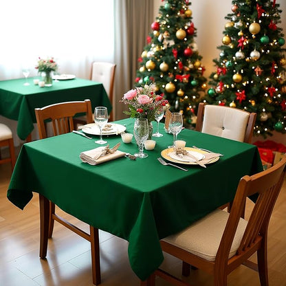 sancua Square Tablecloths 60x60 Inch Hunter Green, 2 Pack - Fabric Table Cloth for Square or Round Tables, Washable Polyester Table Cover for Christmas Dinner, Holiday Party, Display Tables