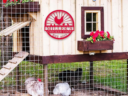 Hen House Coop Sign, Custom Chicken Coop Signs, Custom Chicken Farm Metal Sign, Family Name Metal Sign for Farm House, Our Little Coop Sign Metal Sign