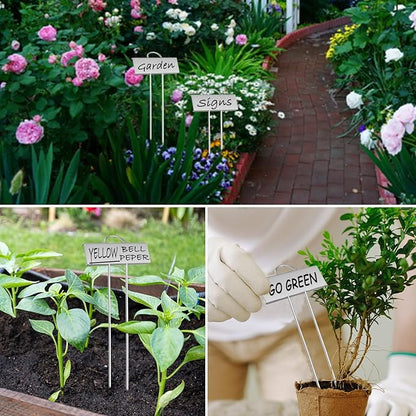 30pcs Plant Labels for Outdoor Garden Waterproof Plant Markers for Outdoor Plants, 11inch Metal Garden Plant Tags and Labels for Herbs Vegetable Seedlings Greenhouse（Silver）