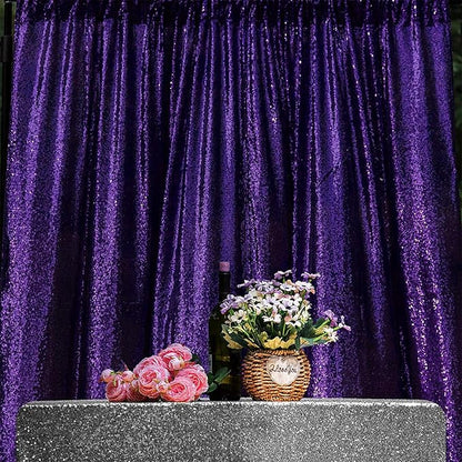 JYFLZQ Purple Sequin Backdrop Curtains 2ft x 8ft 4 Panel Glitter Photo Booth Backdrops Sparkly Photography Background Drapes for Parties Wedding Bridal Showers