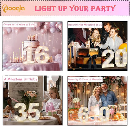 Pooqla 25th Birthday Decorations for Her Him, Light Up Number 25 for Party Table Decorations, 25th Birthday Gift for Women Men, Backdrop Wall Decor for 25th Wedding Anniversary Decoration