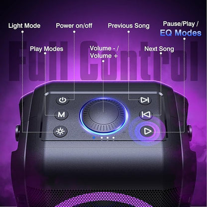 W-KING Party Loudest Portable Bluetooth Speaker Wireless Boom Box, 180W Max Big Large Outdoor Speaker 4 Drivers with 2*4.04'' Subwoofer, 80W HD Huge 105dB Pulse Natur Deep Bass, IPX5/24H/EQ/USB/TF/AUX